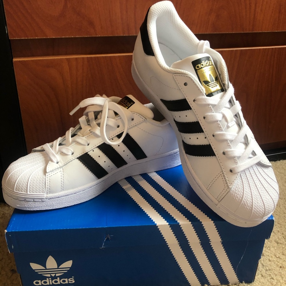 Adidas white superstars
